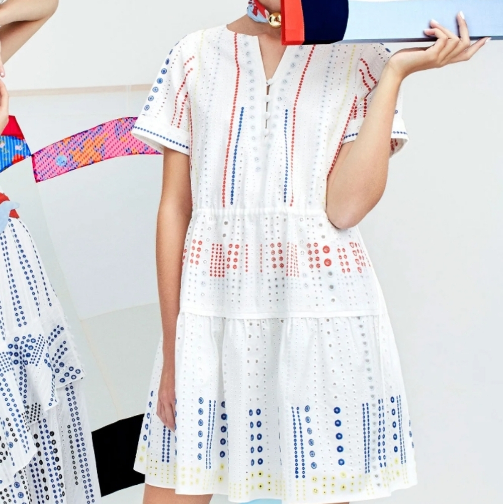 Tanya Taylor Spring Eyelet Embroidered White Mini Dress
